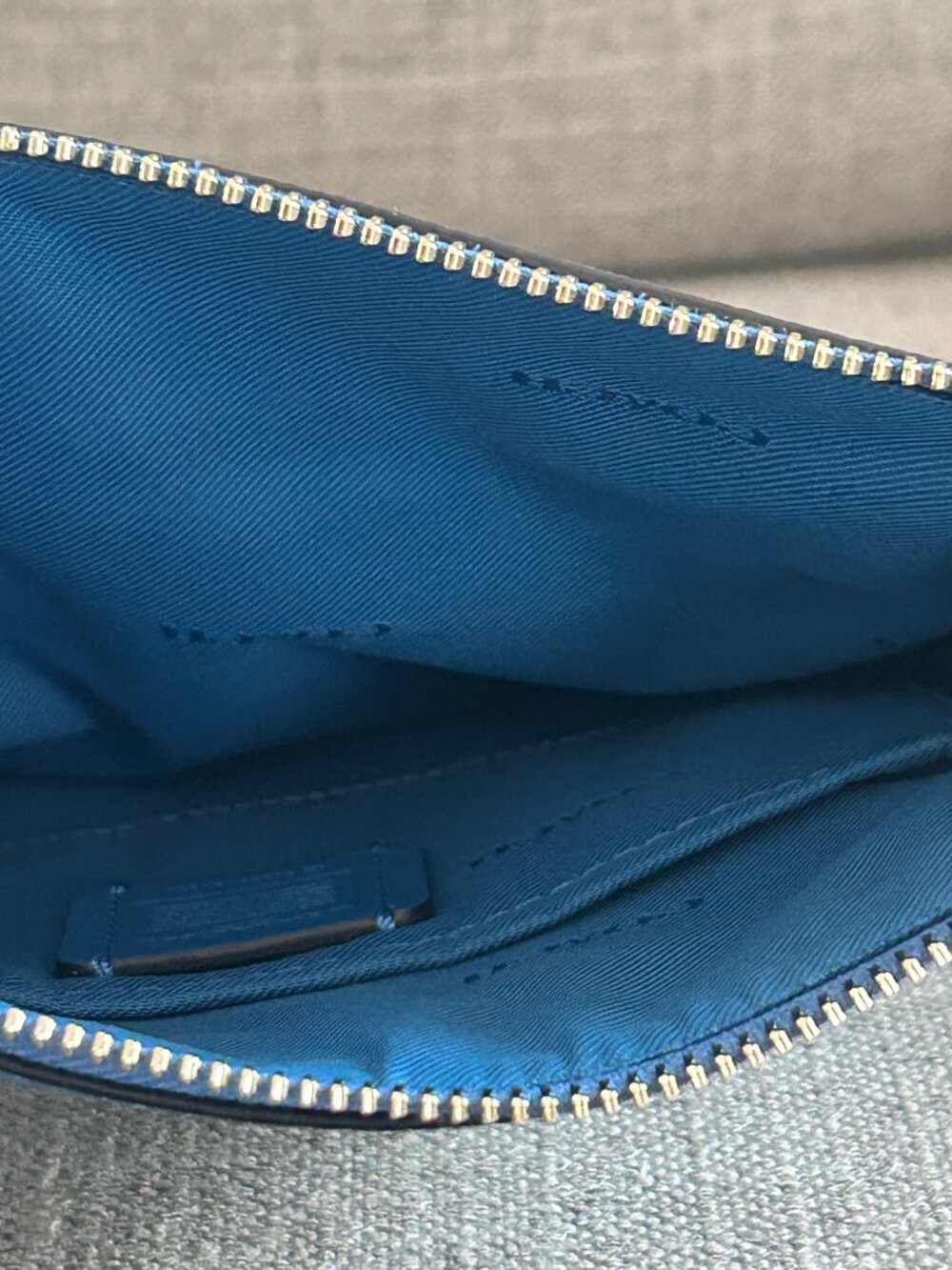 Coach Kitt Messenger Crossbody Bag Blue Crossgrain Leather Exterior Pocket Chic - Picture 9 of 13